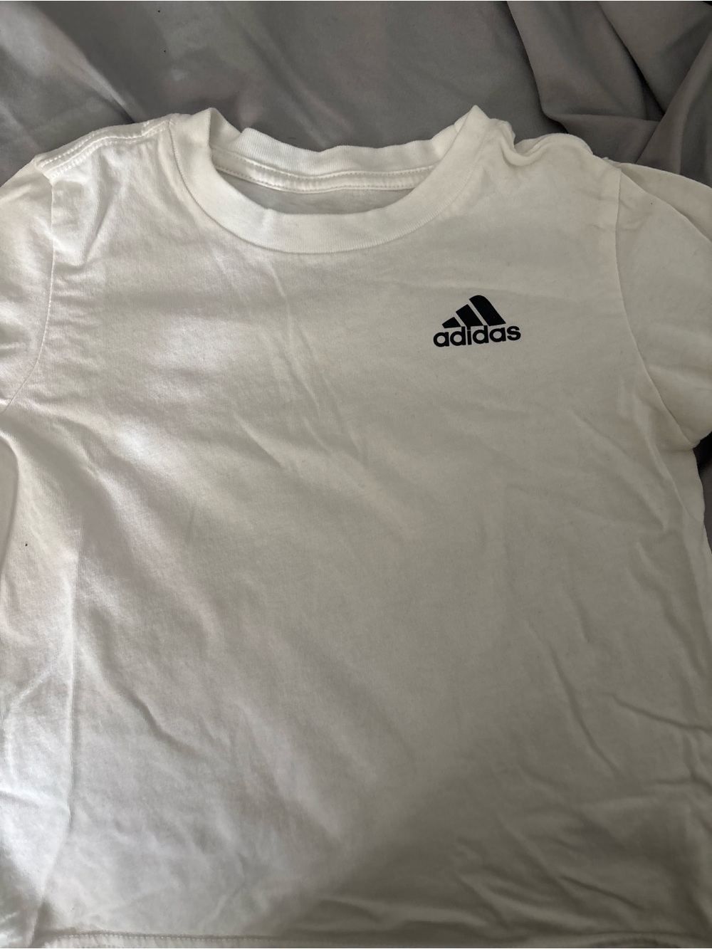 adidas White T-Shirt with Black Logo - Kids Short Sleeve Tee
